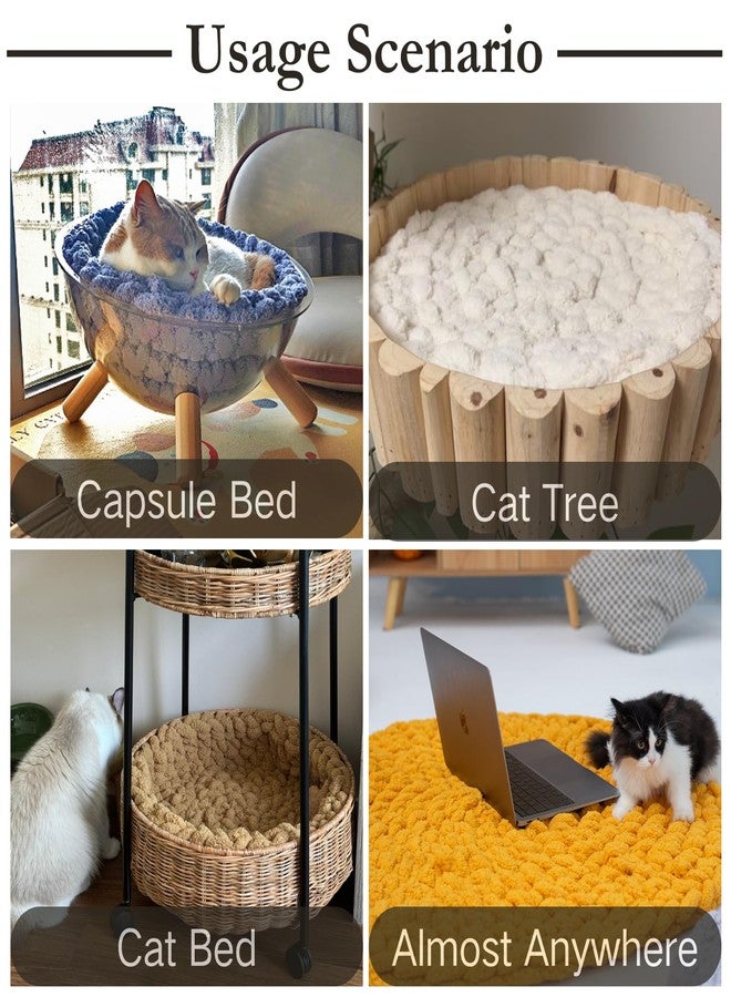 Urnat Cat Self-Warming Knitted Bed Mat, Extra-Soft Warm Round Washable Pads Cushions for Indoor Kittens & Kitty Small Pets Cat Trees (Green,Medium) - Image 2