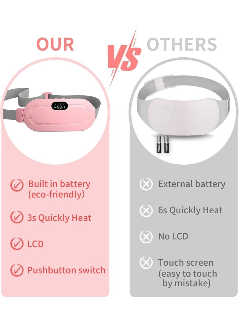 Cordless Portable Heating Pad for Period Cramps - 2-in-1 Menstrual Relief Belt with Heat & Vibration Massage - USB Rechargeable Electric Belly & Back Heat Wrap - Fast Soothing Warmth for Women - Image 2
