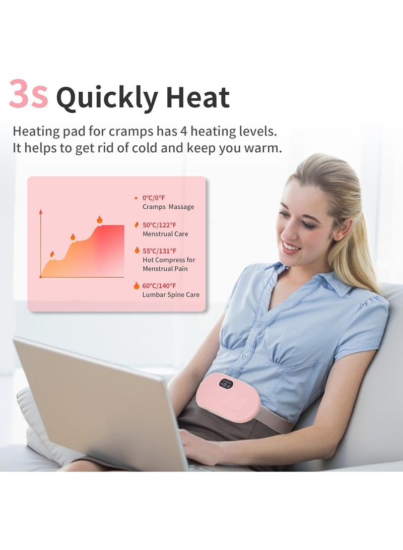 Cordless Portable Heating Pad for Period Cramps - 2-in-1 Menstrual Relief Belt with Heat & Vibration Massage - USB Rechargeable Electric Belly & Back Heat Wrap - Fast Soothing Warmth for Women - Image 3