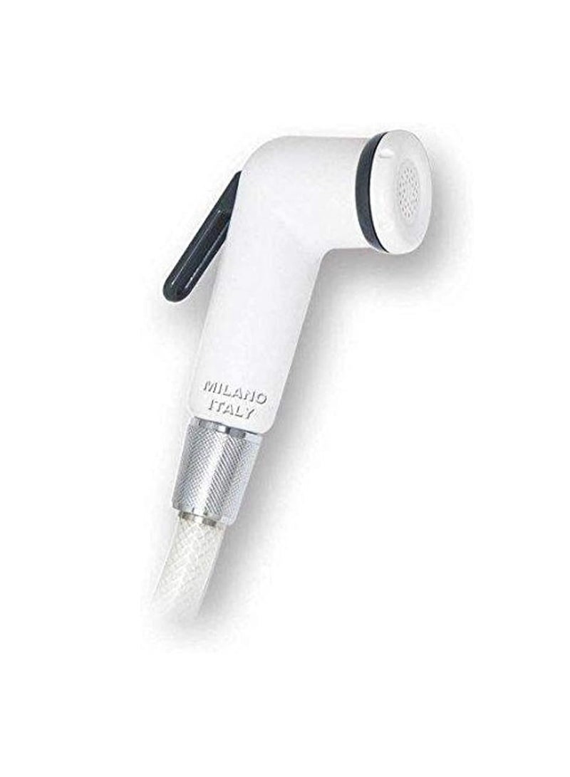 ميلانو شطاف ميلانو للمرحاض مع خرطوم وخطاف حائط - ضغط عالي، مانع للتسرب، هيكل ABS - أبيض