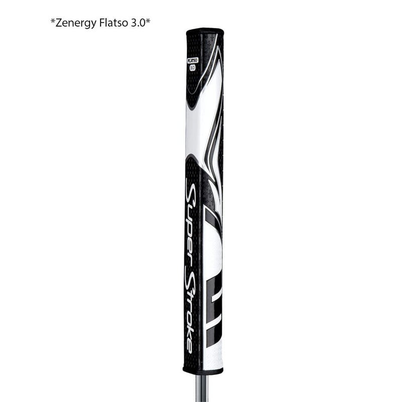 Super Stroke SuperStroke Zenergy Flatso 1.0 Golf Putter Grip with No Taper Enhanced SPYNE Technology, New Multi-Zone Texturing and Tech-Port, Black/white - Image 2