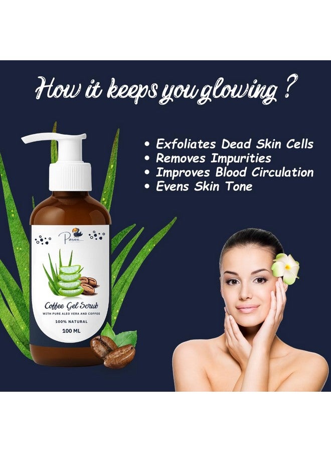 Paruu Coffee & Aloe Vera Gel Scrub - Tan Removal, Skin Brightening & Gentle Exfoliation 100ml | For Glowing Skin | Suitable for Men & Women | Paraben & Sulfate Free - Image 2