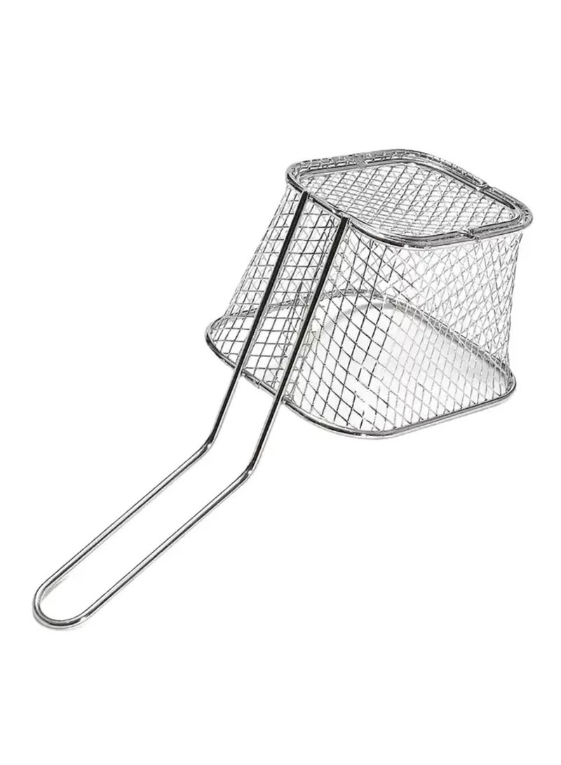 4 pcs Mini Square Fry Basket Steel French Fry Chip Basket Food Baskets for Serving Stainless Steel Fry Basket with Handle Reusable Fries Holder Mini Deep Fryer - Image 3