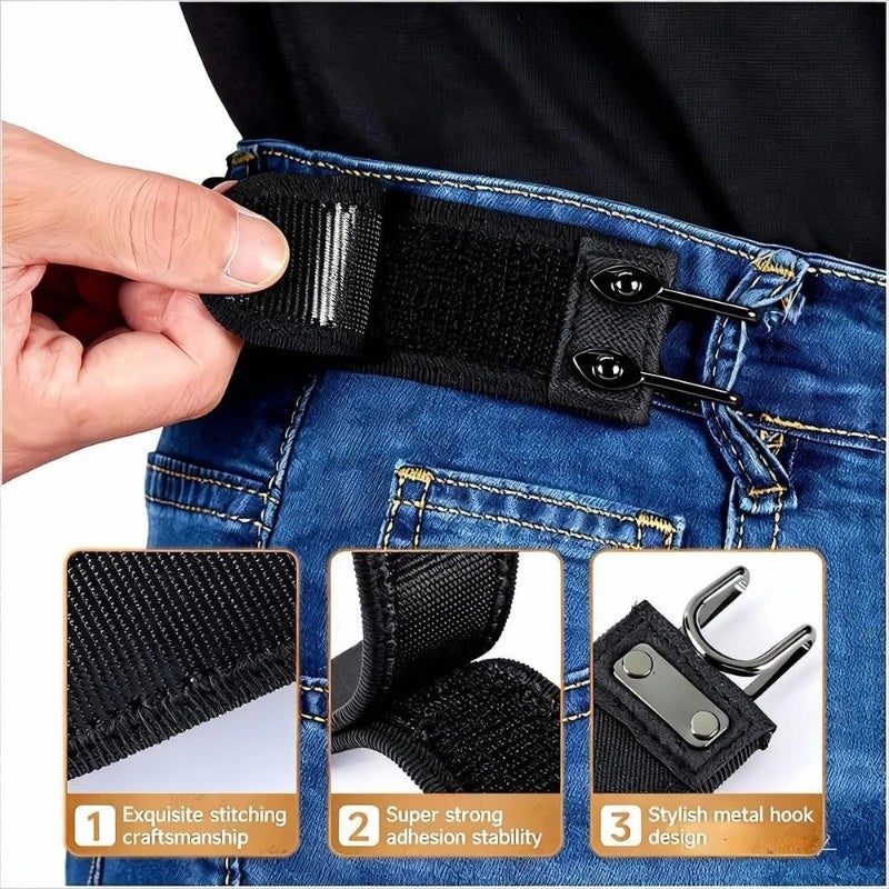 4Pcs Adjustable Buckleless Belt Hook Elastic Waist Buckle Waist Belt For Men's Gift Casual Belt Without Buckle - Image 3