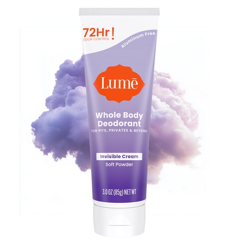 Lume Whole Body Deodorant - Invisible Cream Tube - 72 Hour Odor Control - Aluminum Free, Baking Soda Free, Skin Safe - 3.0 ounce (Soft Powder) - Image 1