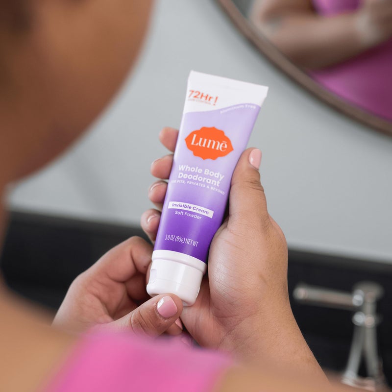 Lume Whole Body Deodorant - Invisible Cream Tube - 72 Hour Odor Control - Aluminum Free, Baking Soda Free, Skin Safe - 3.0 ounce (Soft Powder) - Image 5