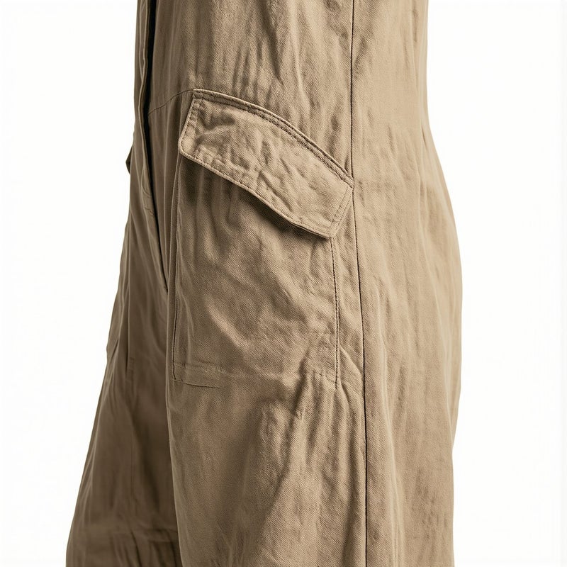 Womens Linen Blend Sleeveless Jumpsuit Loose Casual Pocketed 3XL Khaki Breathable Summer Overalls - Image 5