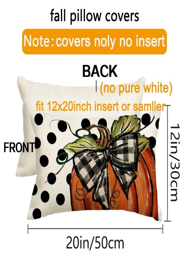 RABUSOFA Fall Pillow Covers 12x20 Inch,Polka Dot Pumpkin Pillows Decorative Throw Pillows,Thanksgiving Autumn Outdoor Lumbar Pillow Case Decoration for Home Orange(30-12) - Image 2