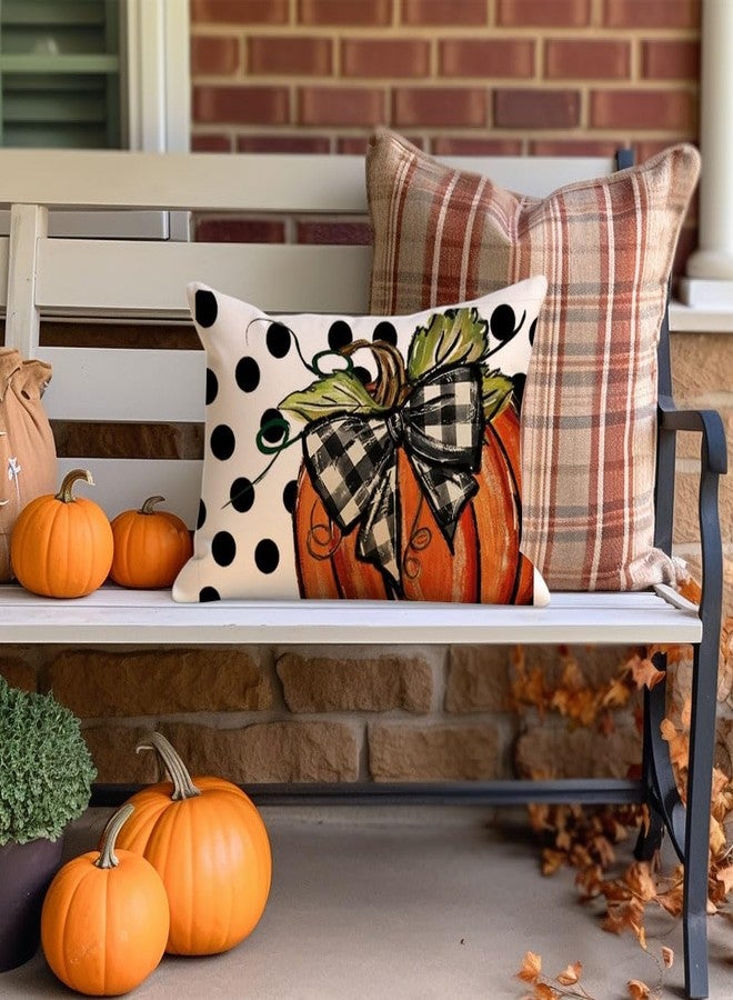 RABUSOFA Fall Pillow Covers 12x20 Inch,Polka Dot Pumpkin Pillows Decorative Throw Pillows,Thanksgiving Autumn Outdoor Lumbar Pillow Case Decoration for Home Orange(30-12) - Image 4