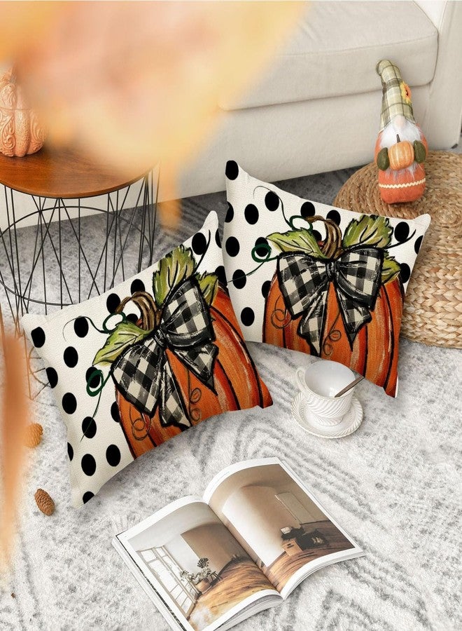 RABUSOFA Fall Pillow Covers 12x20 Inch,Polka Dot Pumpkin Pillows Decorative Throw Pillows,Thanksgiving Autumn Outdoor Lumbar Pillow Case Decoration for Home Orange(30-12) - Image 5