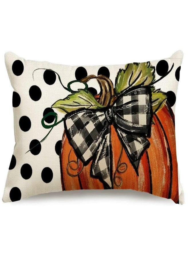 RABUSOFA Fall Pillow Covers 12x20 Inch,Polka Dot Pumpkin Pillows Decorative Throw Pillows,Thanksgiving Autumn Outdoor Lumbar Pillow Case Decoration for Home Orange(30-12) - Image 1