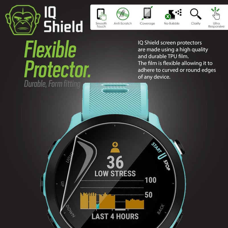 IQShield Screen Protector Compatible with Garmin Forerunner 55 /45S / 45 (6-Pack) Anti-Bubble Clear TPU Film - Image 3