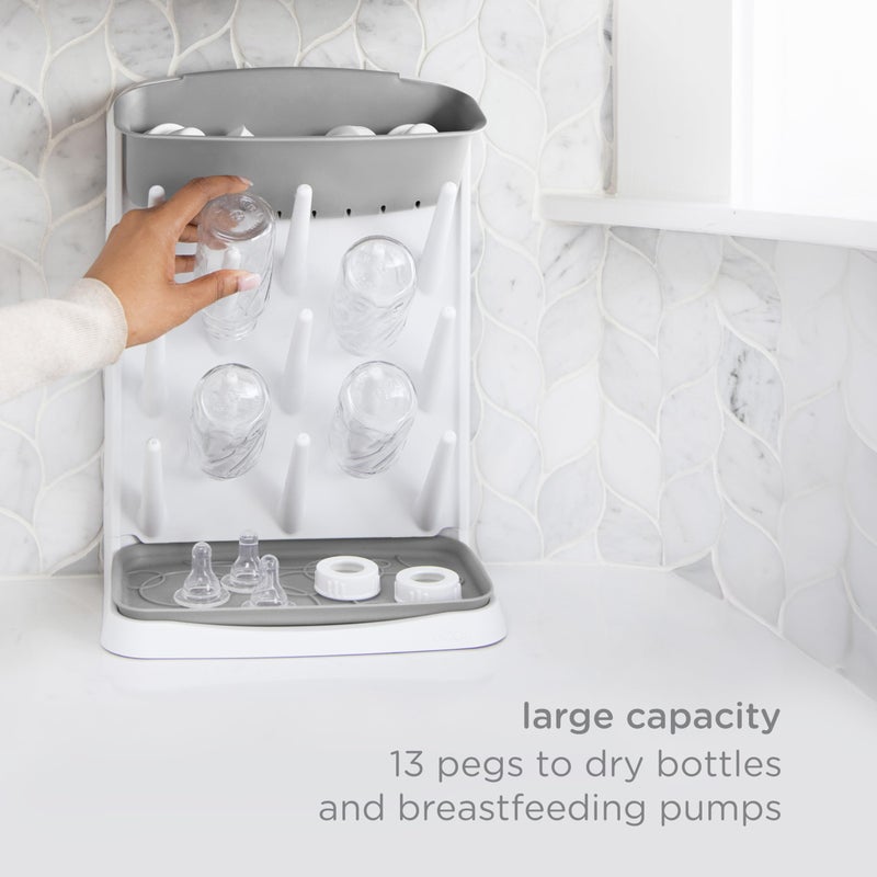 Ubbi Vertical Baby Bottle Drying Rack, Space Saving Countertop Drying Rack Baby Accessory, Gray - Image 3