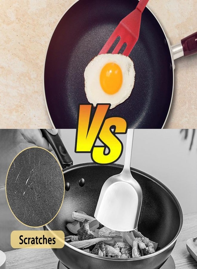 DLAND Mini Silicone Spatula 2-Pack - Nonstick, Heat-Resistant Flexible Cookie Spatula for Baking, Flipping Eggs, Small Pans, Dishwasher Safe (Red & Black) - Image 4