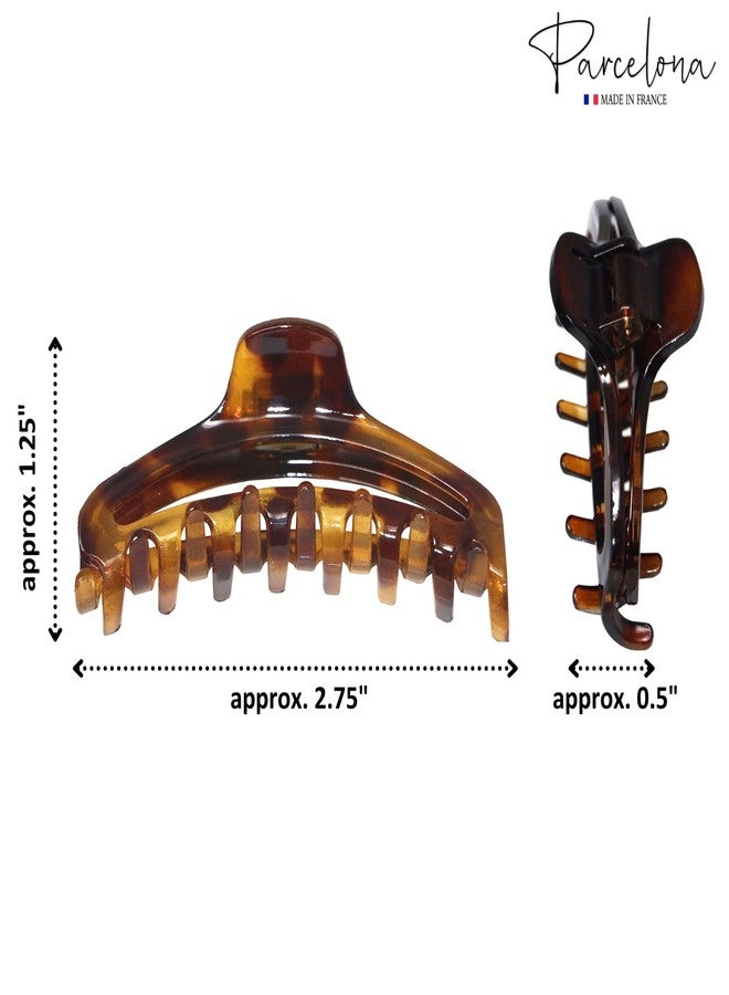 Parcelona French Slim Tortoise Shell Brown and Savana Small 2 3/4” Set of 2 Cellulose Acetate Jaw Hair Claw Clip Clutcher for Women and Girls - Image 5