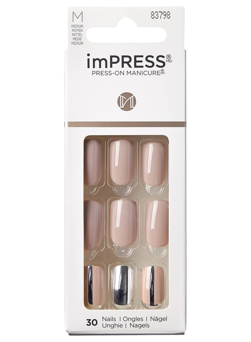 KISS imPRESS Press-on Manicure 30 Nails (Cloudy) KIMM12C Size M - Image 1