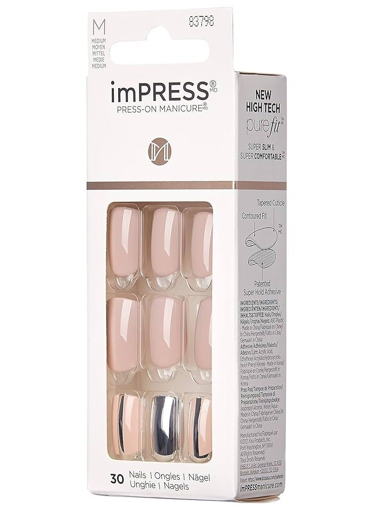 KISS imPRESS Press-on Manicure 30 Nails (Cloudy) KIMM12C Size M - Image 2
