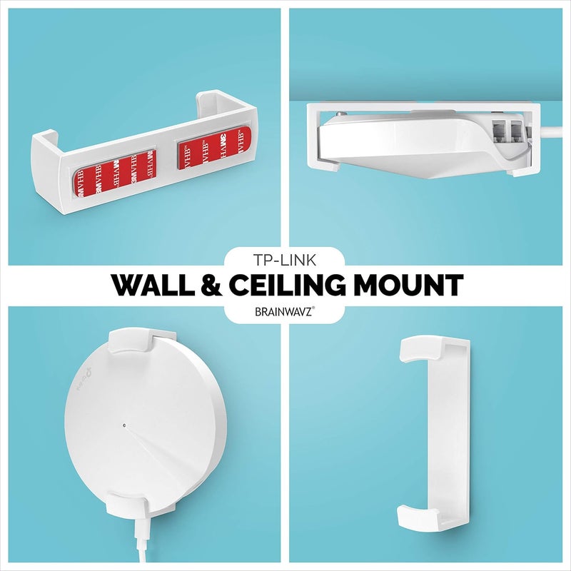 براينوافز حامل الحائط والسقف Brainwavz Drill Free Deco M5 & P7 لـ TP Link، قوس شريط VHB قوي لاصق، لا حاجة لبراغي أو أدوات، سهل التركيب، أبيض بواسطة - Image 2