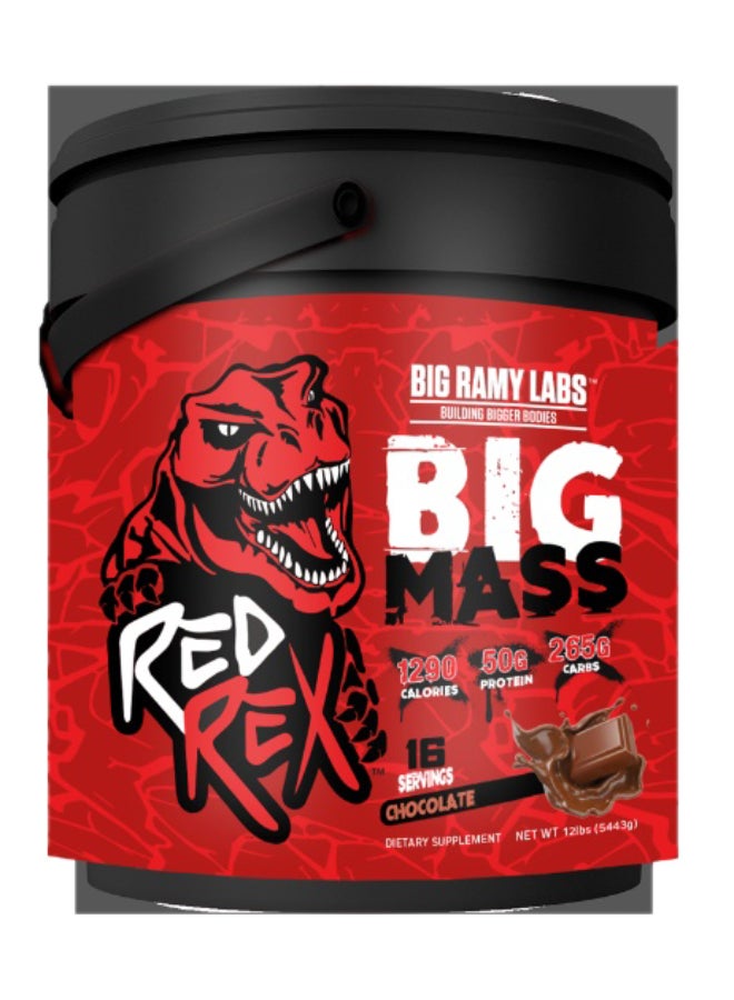 RED REX Big Mass Gainer Powder - Chocolate Flavor - 12lb (5.44kg) - for Muscle Growth & Recovery - Image 2