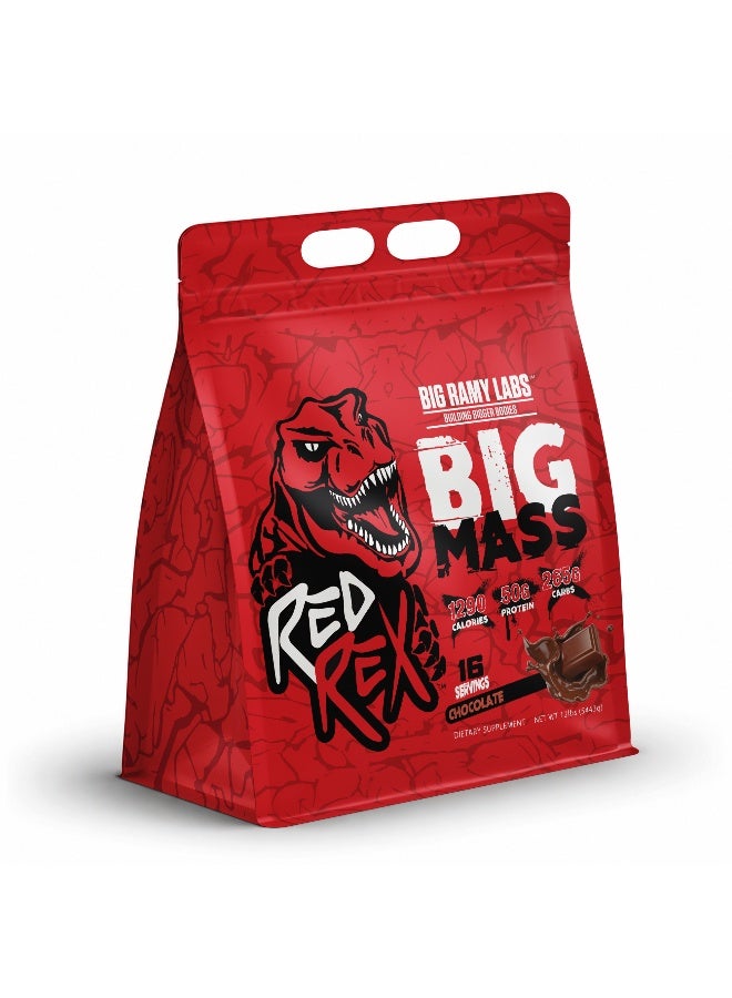 RED REX Big Mass Gainer Powder - Chocolate Flavor - 12lb (5.44kg) - for Muscle Growth & Recovery - Image 1