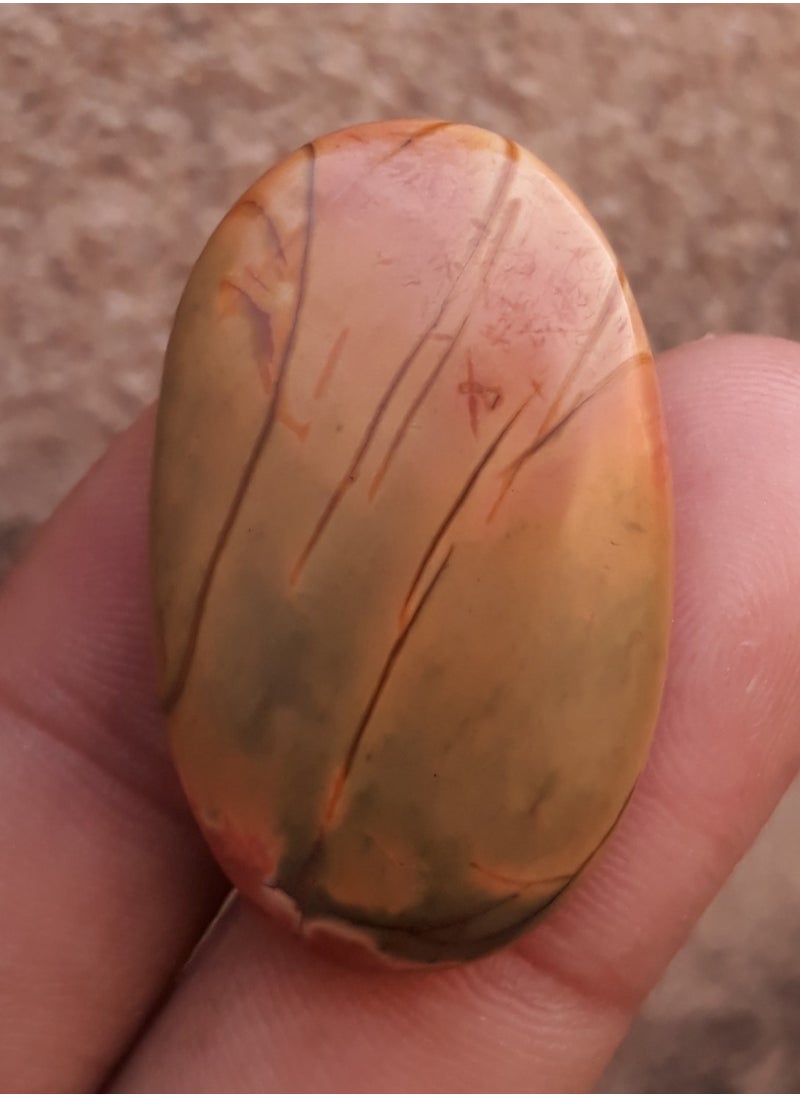 هادي - أنماط مجردة من اليشب الإمبراطوري الطبيعي كابوشون - 44 قيراط - 35 × 21 ملم - Image 1