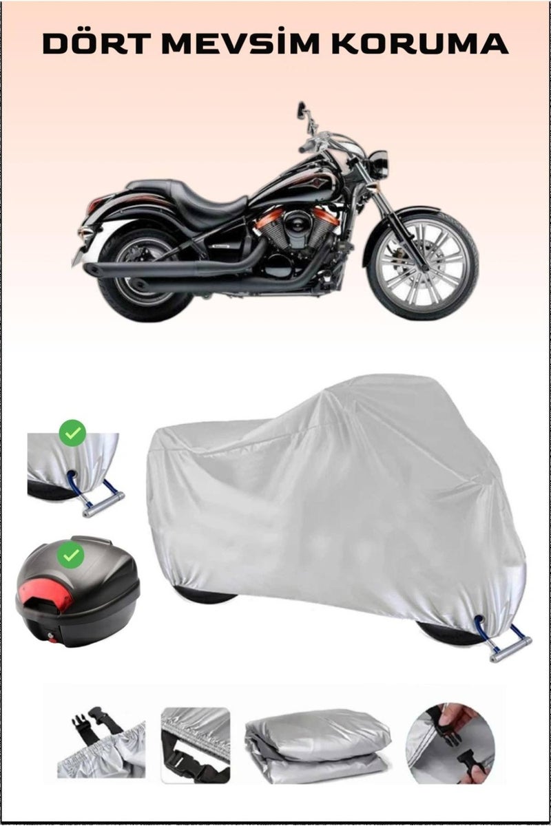 Breen Kawasaki Vn 900 Custom Special Rear Bag And Lock Compatible Gray Motorcycle Canvas, Safe - Image 1