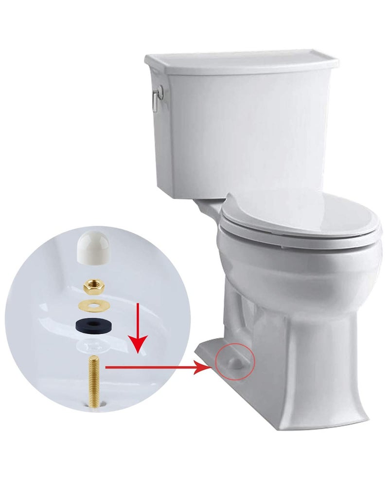 iFealClear Solid Brass Toilet Floor Bolts and Caps Set, Toilets Bowl to Floor Bolts with Washers and Round Cover Caps, Toilet Bolt Kit - Image 5