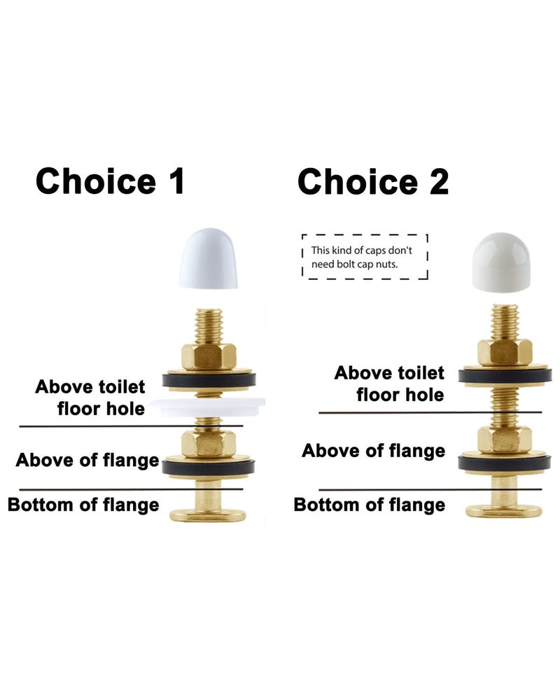 iFealClear Solid Brass Toilet Floor Bolts and Caps Set, Toilets Bowl to Floor Bolts with Washers and Round Cover Caps, Toilet Bolt Kit - Image 4