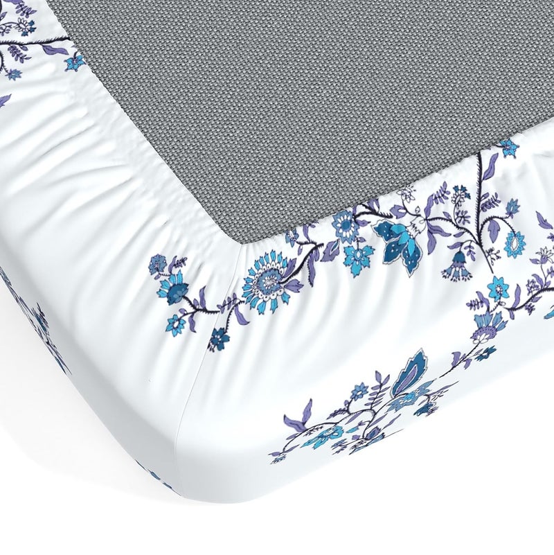 Home Ecstasy 100 Cotton King Fitted Bedsheet with 2 Pillow Covers Size 72 x 78 inches 140 TC Colour Lavender - Image 4