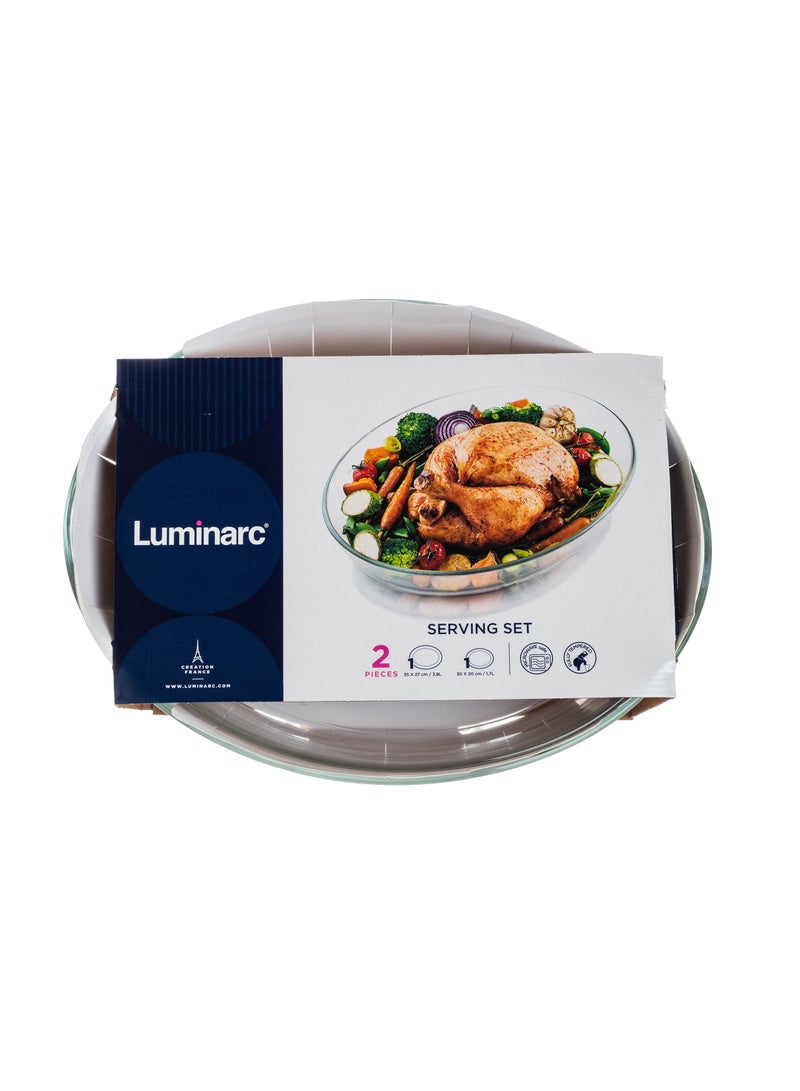 لومينارك طقم صواني فرن بيضاوي زجاج 2 قطعة ( 1.7 لتر + 3.8 لتر ) - Image 3