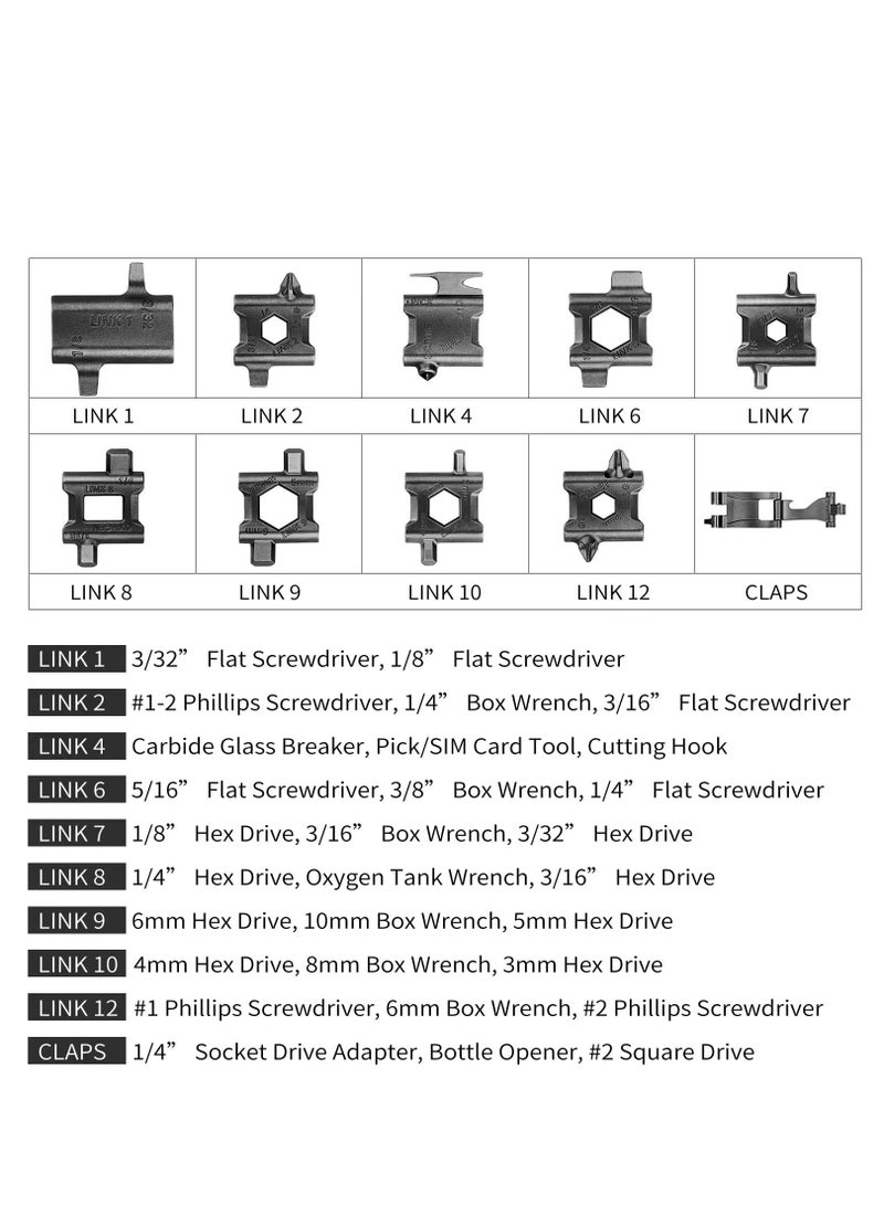SYOSI سوار SYOSI للرجال، سوار متعدد الوظائف 29 في 1 من الفولاذ المقاوم للصدأ، سوار عصري متعدد الأدوات يمكن ارتداؤه، سوار أدوات متعددة للاستخدام في الهواء الطلق للسفر والتخييم والمشي لمسافات طويلة (أسود) - Image 4