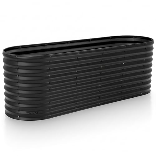 Plant & Plot Galvanized Raised Garden Beds Outdoor // 6×2×2 ft Planter Raised Beds for Gardening, Vegetables, Flowers // Large Metal Garden Box (Black) // Patented Tool-Free Design - Image 1