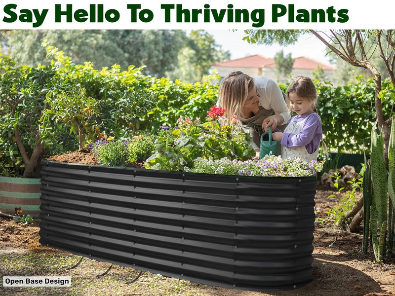 Plant & Plot Galvanized Raised Garden Beds Outdoor // 6×2×2 ft Planter Raised Beds for Gardening, Vegetables, Flowers // Large Metal Garden Box (Black) // Patented Tool-Free Design - Image 4