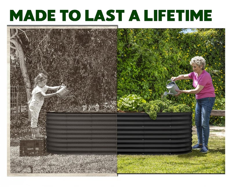 Plant & Plot Galvanized Raised Garden Beds Outdoor // 6×2×2 ft Planter Raised Beds for Gardening, Vegetables, Flowers // Large Metal Garden Box (Black) // Patented Tool-Free Design - Image 3