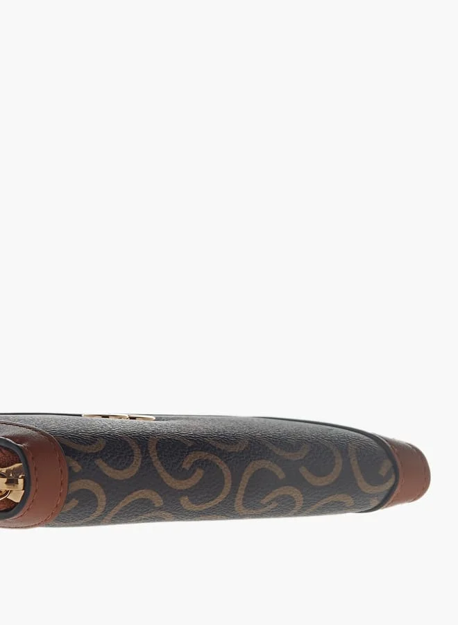 سيليست Womens Monogram Print Zip Around Wallet