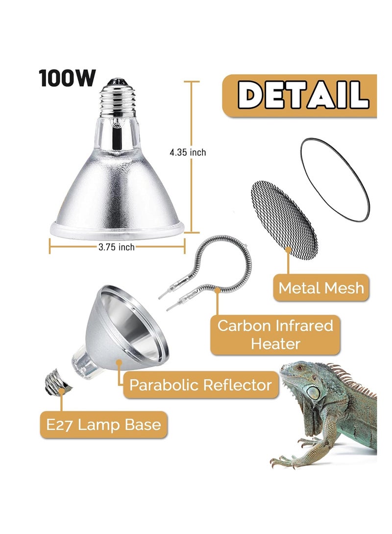 Generic 120W Deep Heat Infrared Projector Lamp for Reptiles, Emits both Infrared A u0026 B Wavelengths, Reptiles Basking Light Heat Lamp Bulbs with Reflector for Bearded Dragons, Turtles, Snakes, Lizards, e  - Image 4