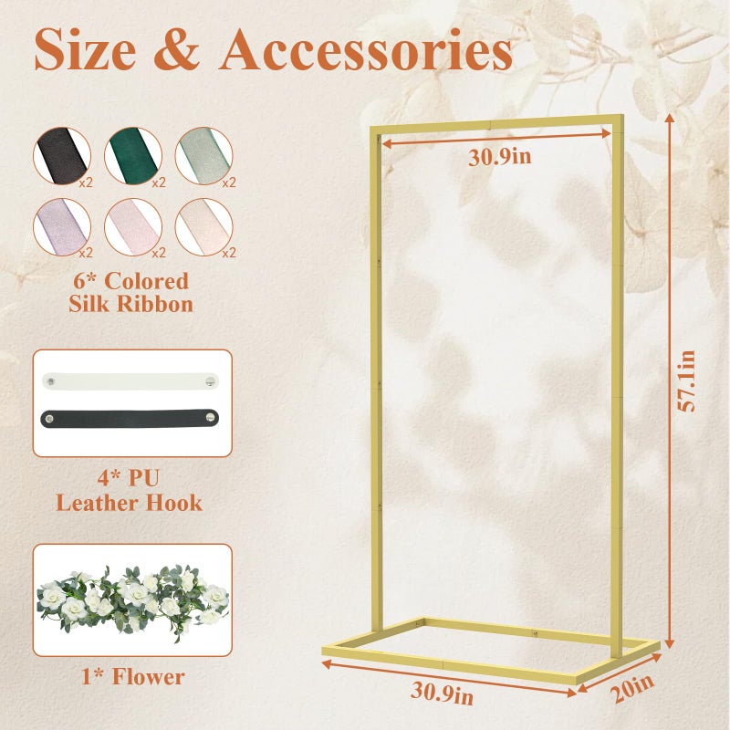 JCMCDO Elegant Wedding Sign Stand Holder, Sturdy Wedding Welcome Sign Holder with 8 Pair Satin Ribbon & 2 Leather Strap for Seating Charts & Event Decor Wedding Seating Chart Stand, Easel for Display (Gold) - Image 2