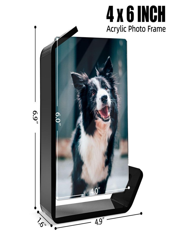 MFoffice 4x6 Picture Frame, 2 Pack Floating Acrylic Photo Frames, Double Sided Modern Tabletop Stands, Horizontal and Vertical Display for Home Office Decoration, Black - Image 2