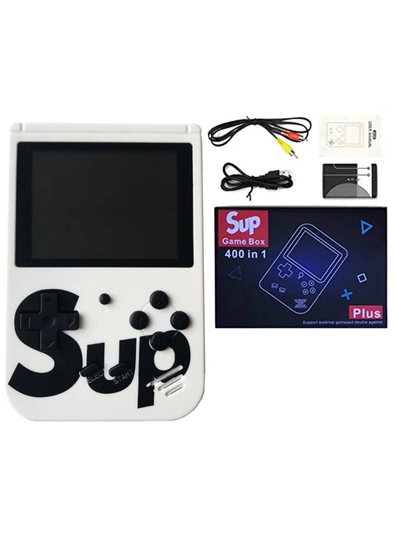 SUP SUP Game Box Plus 400 in 1 Retro Games Upgrade Version Mini Portable Console Handheld Game Box Retro Game Console 3.0-Inch Screen Support For Connecting TV & LED For Kids And Adults White  - Image 1