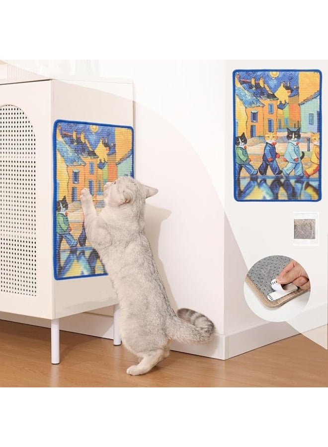 NeoStyle Cat Scratcher Mat，Sisal Cat Scratcher Mat with Adhesive Hook Loop Tape，Durable and Shedding-Resistant Cat Scratching Surface (Blue) - Image 1