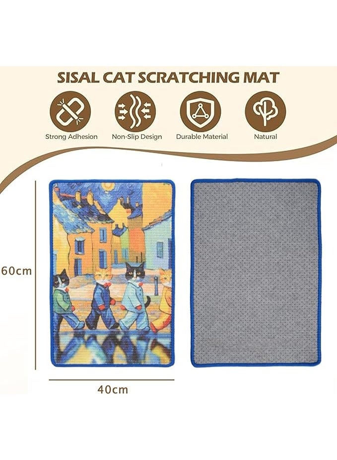 NeoStyle Cat Scratcher Mat，Sisal Cat Scratcher Mat with Adhesive Hook Loop Tape，Durable and Shedding-Resistant Cat Scratching Surface (Blue) - Image 3