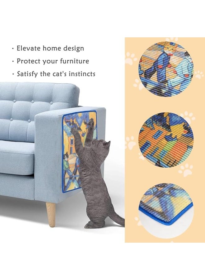 NeoStyle Cat Scratcher Mat，Sisal Cat Scratcher Mat with Adhesive Hook Loop Tape，Durable and Shedding-Resistant Cat Scratching Surface (Blue) - Image 4