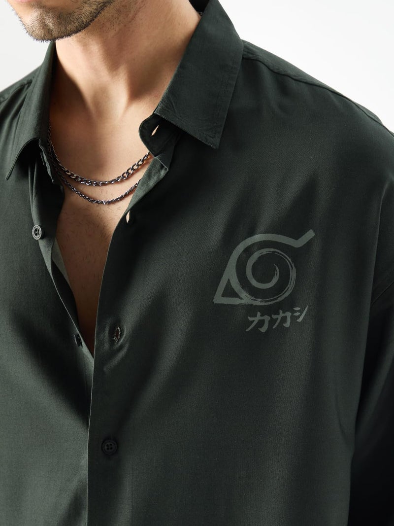 The Souled Store Official Naruto: Kakashi Ninja Mens and Boys Oversize Fit Half Sleeves Graphic Pattern Black Color Shirt Netflix TV Show Anime Cartoon Shirts Casual Button-Down Half Sleeve Printed - Image 4