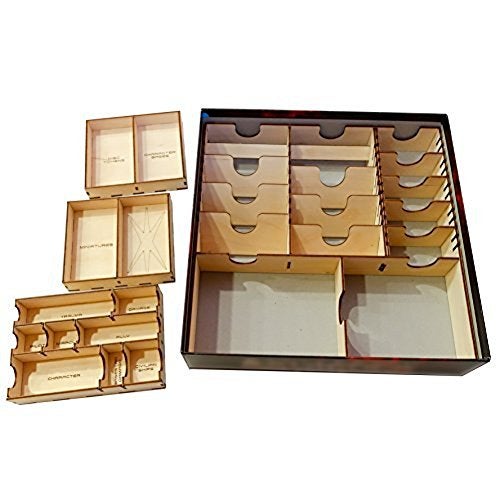 The Broken Token Board Game Organizer - Battlestar Galactica Compatible Wood Storage Box with Multiple Trays and Dividers - Image 1