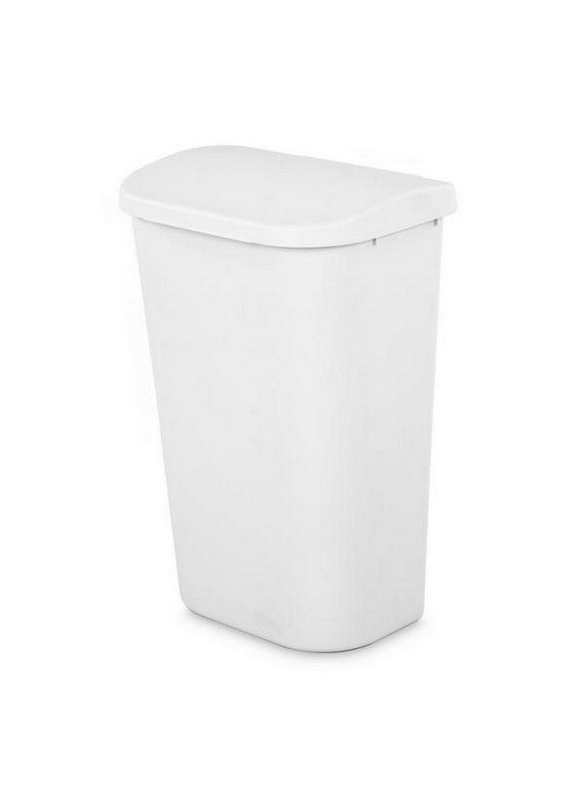Sterilite D-Shape Design Durable Lift Top Wastebasket White 11.3 Gal 10758006 - Image 1