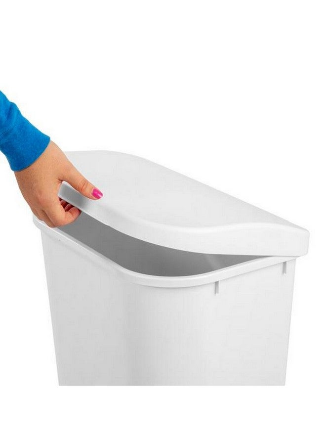Sterilite D-Shape Design Durable Lift Top Wastebasket White 11.3 Gal 10758006 - Image 2