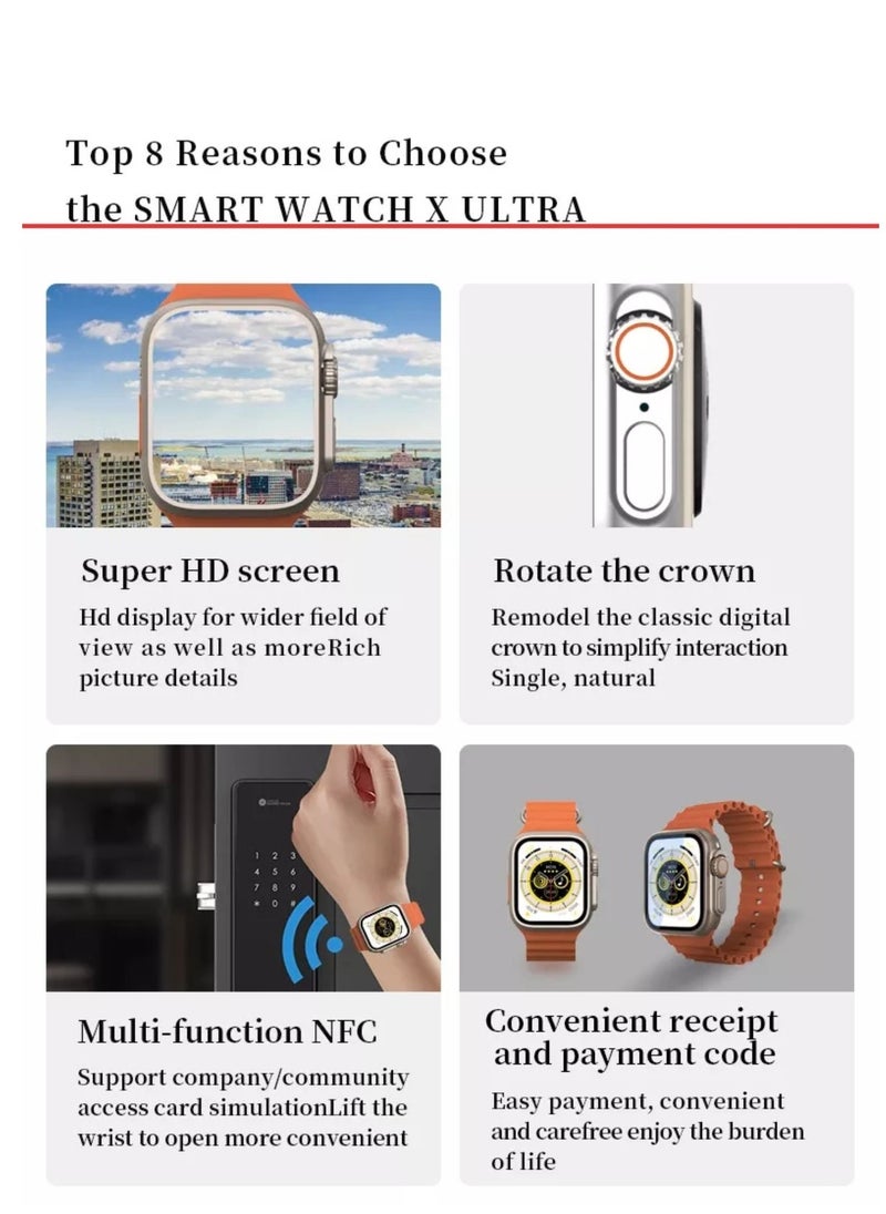 MHK - MHK - We Never Close Smart Watch X Ultra, 49mm 2.05 Inch Super HD Touch Screen + Side Key + Rotatable Crown Multi Function NFC, Bedside Lamp, IP67 Waterproof - Image 1