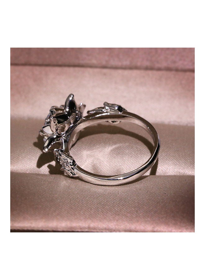 NIBEMINENT Vintage Rhinestone Inlaid Water Lily Flower Finger Ring  - Image 3