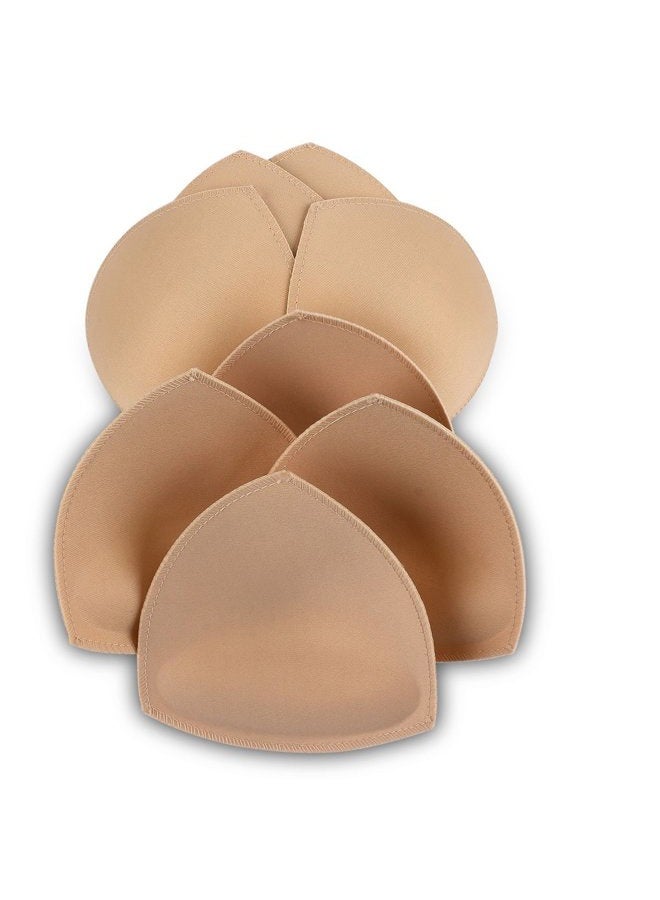 SERMICLE Bra Pad Inserts 4 Pairs,Sermicle Bra Pads Sewn Padded for Sports Bra A/B or C/D,D/E Cup Beige or Black, White Optional, Beige, A/B - Image 1