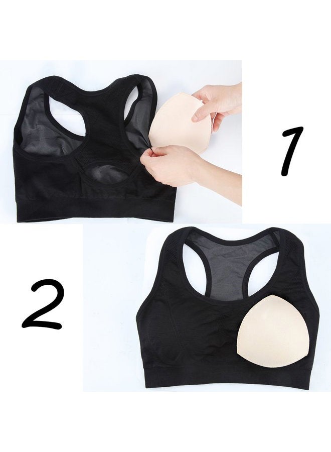 SERMICLE Bra Pad Inserts 4 Pairs,Sermicle Bra Pads Sewn Padded for Sports Bra A/B or C/D,D/E Cup Beige or Black, White Optional, Beige, A/B - Image 5